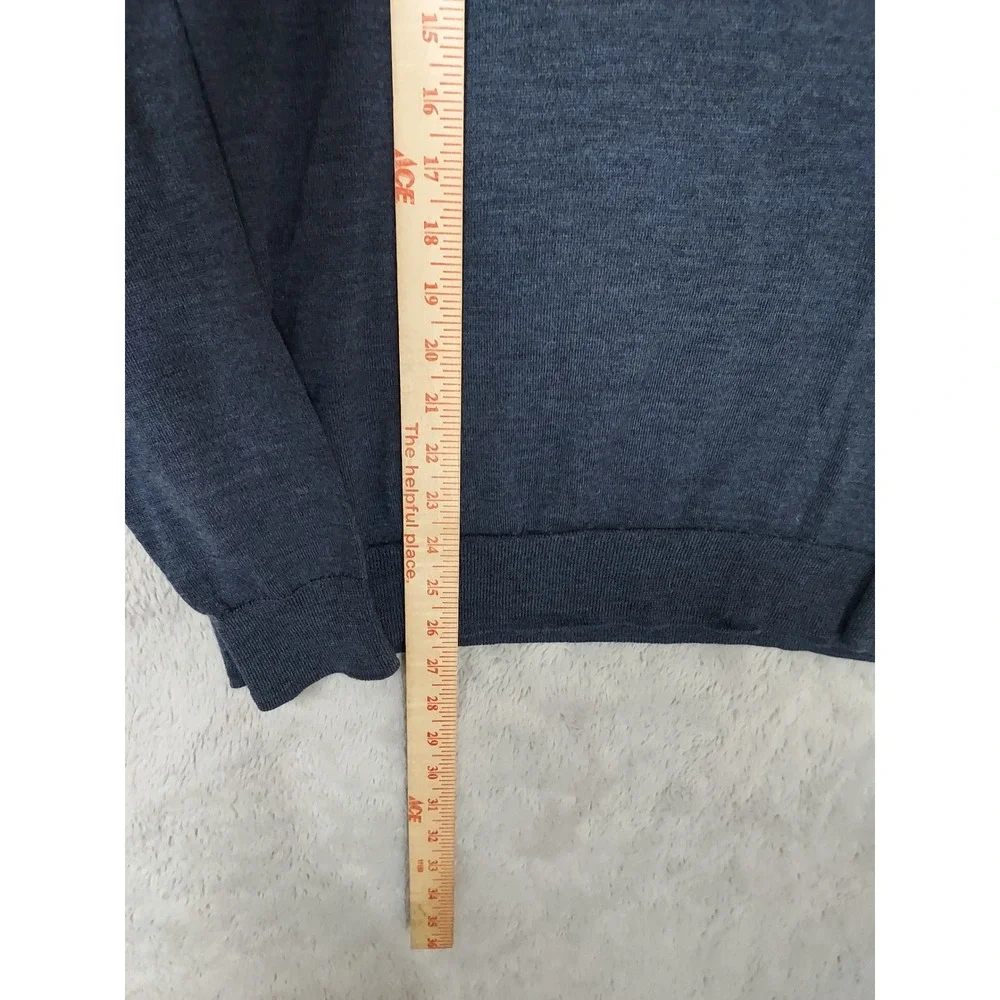 Polo Ralph Lauren Sweater Mens Medium Washable Merino Wool V Neck Blue Preppy